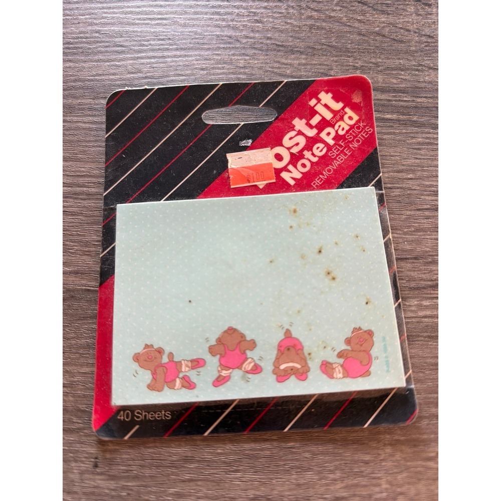 Vintage 80's 1987 POST-IT Note Pad Ballerina Bears Sticky Notes 40 sheets